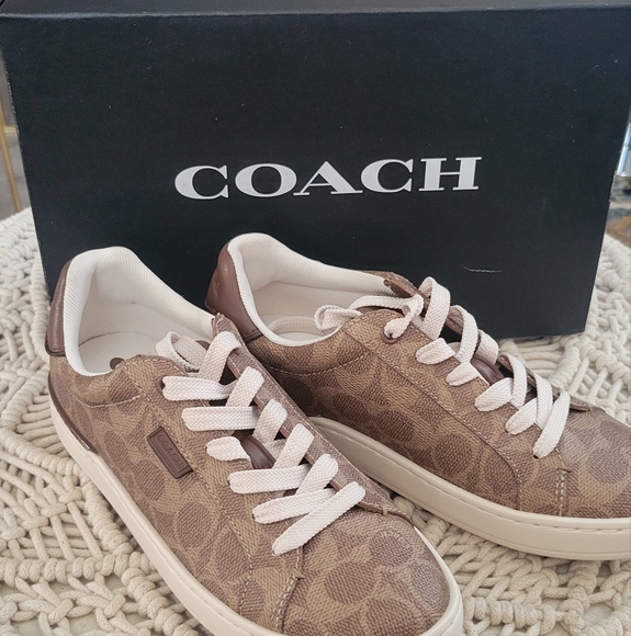 Coach Tan and Brown Monogram Sneakers - Picture 1 of 11